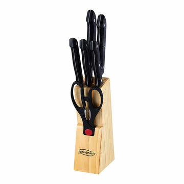 Juego de Cuchillos de Cocina y Soporte San Ignacio Dresde SG-4161 Negro Acero Inoxidable 7 Piezas