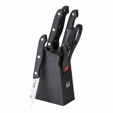 Set di Coltelli da Cucina con Supporto San Ignacio SG-4181 Nero Acciaio inossidabile 6 Pezzi