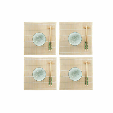 Set de Sushi DKD Home Decor 14,5 x 14,5 x 31 cm Verde Gres Oriental (16 Piezas)